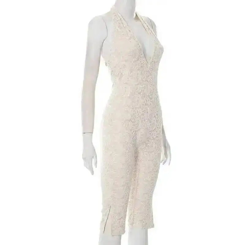 Avrilyaan Women S V Neck Lace Jumpsuit Exclusive