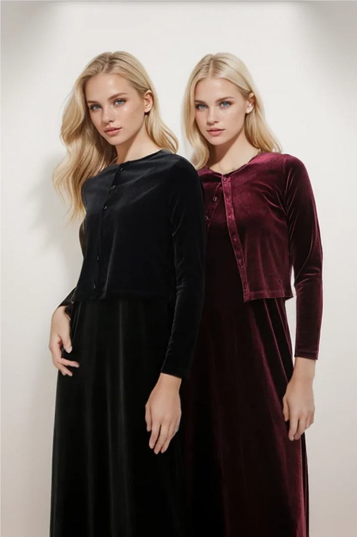 2024 Autumn Women Solid Color New Sleeveless Dress Single-breasted Long-sleeved Cardigan And Long Robes Female Casual Clothes