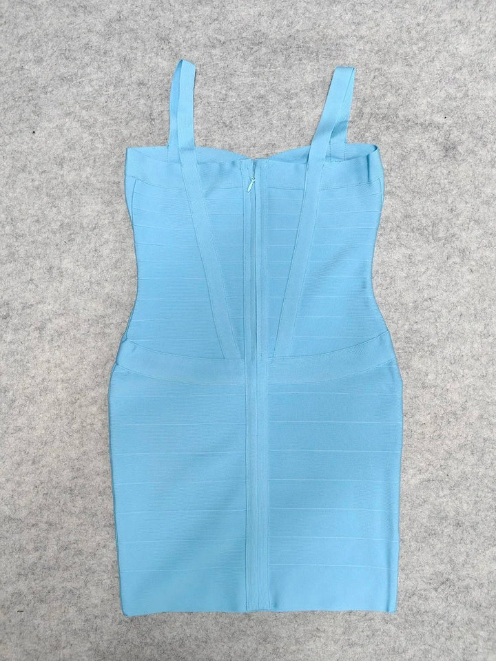 Beaukey Blue Spaghetti Strap Bandage Dress Bodycon