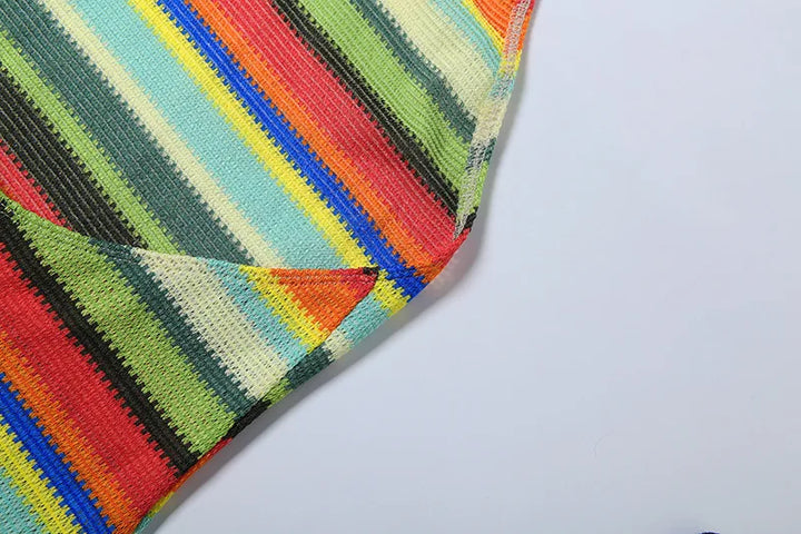 Luxurious Knit Stretch Stripe Halter Dress