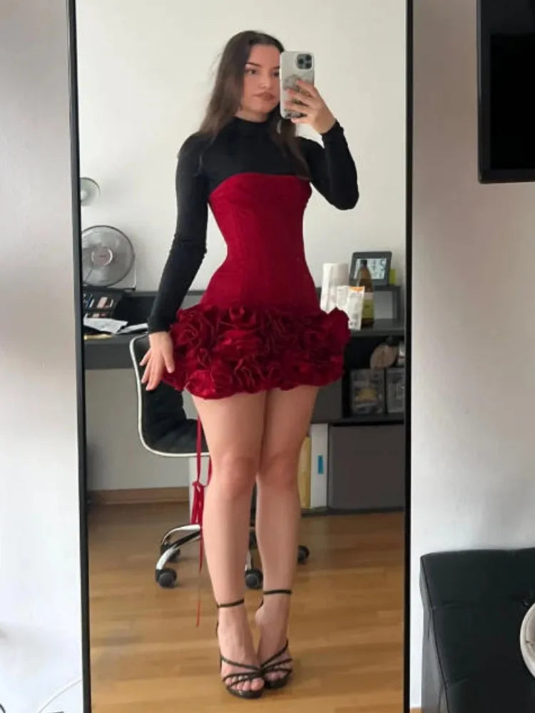 Vj Gochi Signature Red Holiday Cocktail Dress