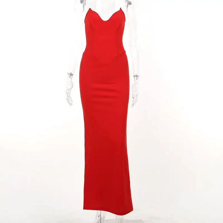 WannaThis Corsets Tube Midi Dress Backless Bodycon 2023