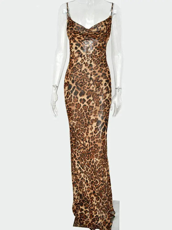 Julissa Mo Leopard Print V Neck Bodycon Dress Partywear