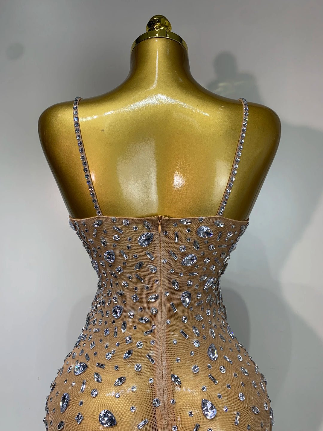 Rhinestone Mesh Bodycon Dress For Women Red Carpet