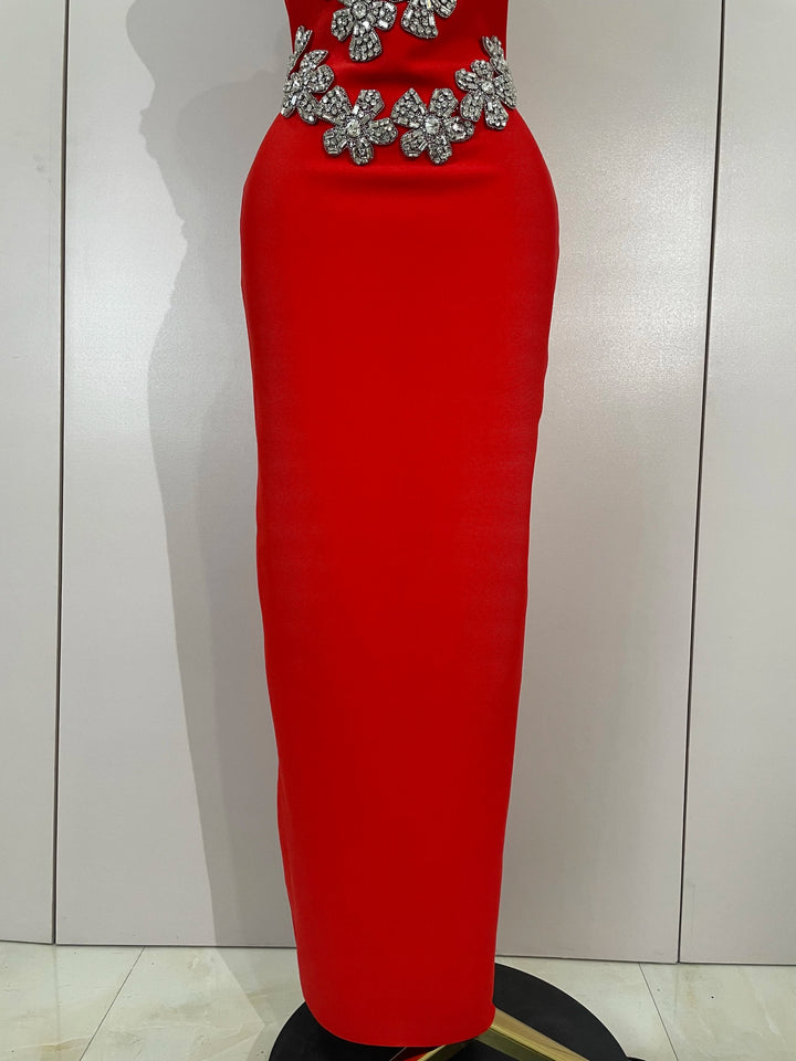 White Sparkly Crystal Diamond Backless Bodycon