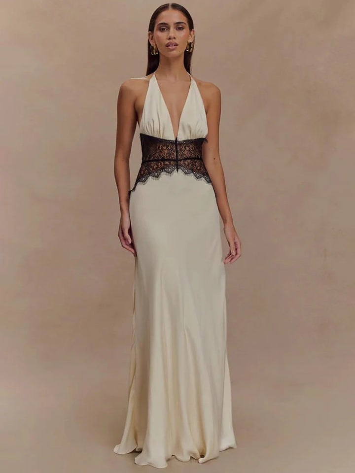 Elegant Backless Maxi Dress Women Summer Halter Gown