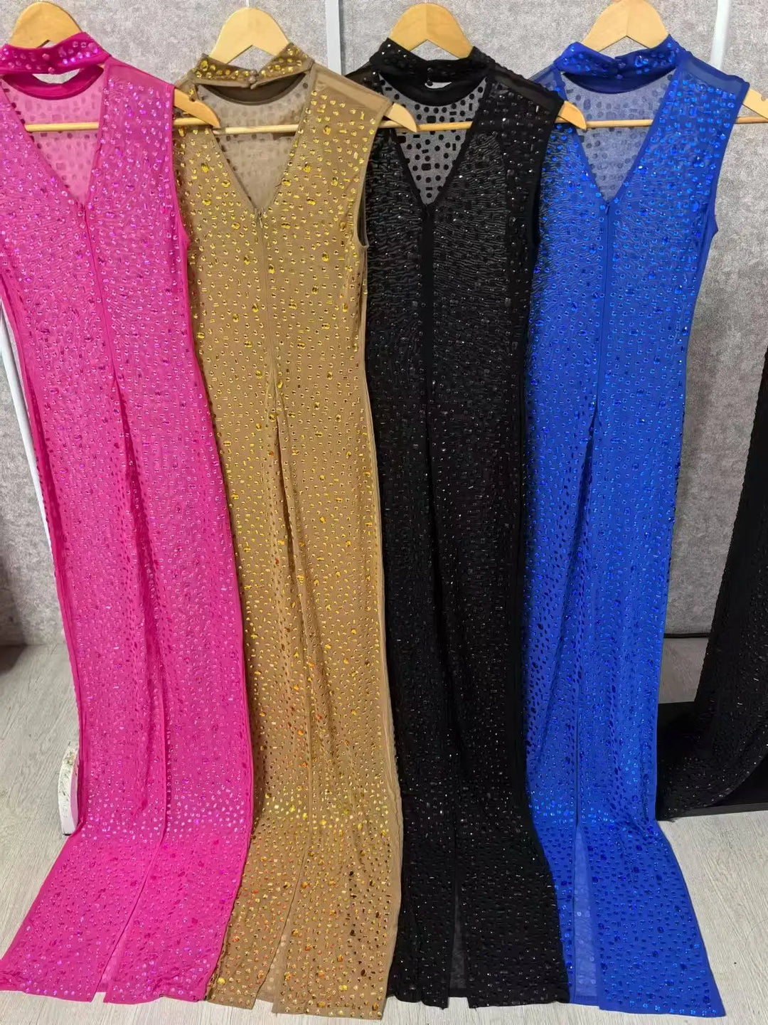 Luxury Rhinestone Maxi Evening Dress For Prom