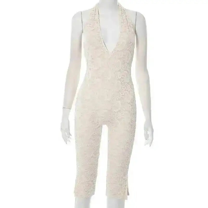Avrilyaan Women S V Neck Lace Jumpsuit Exclusive
