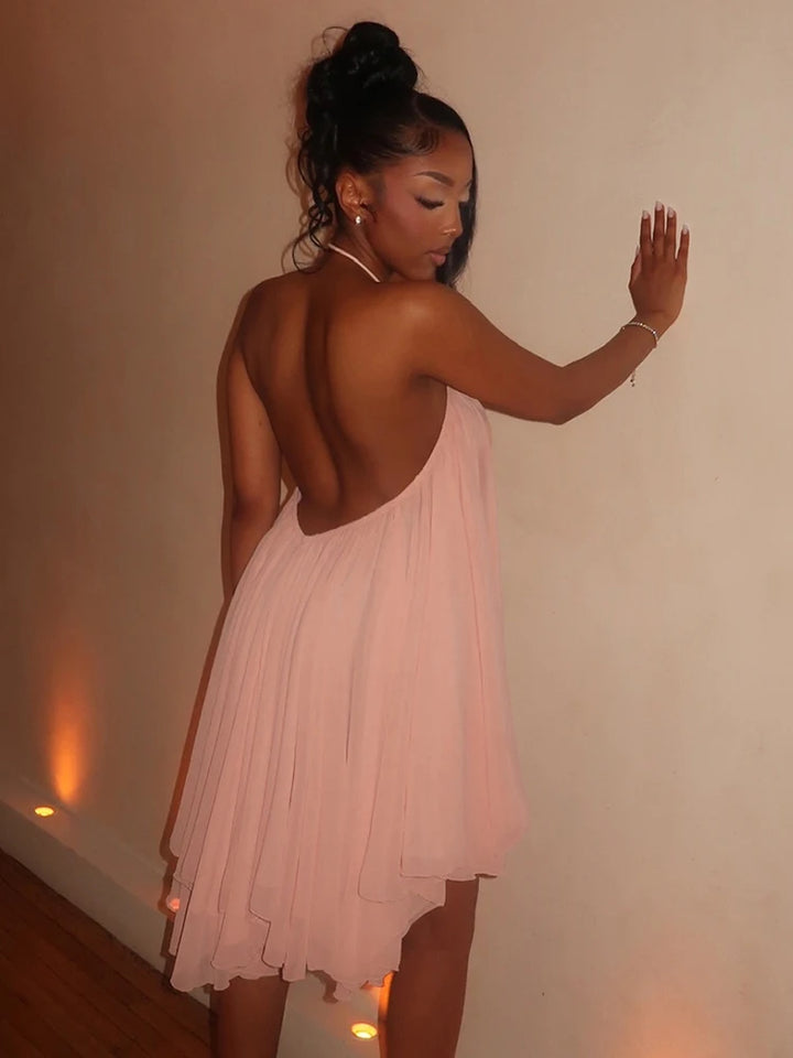 Y2K Mini Dress Tiered Backless Elegant Style