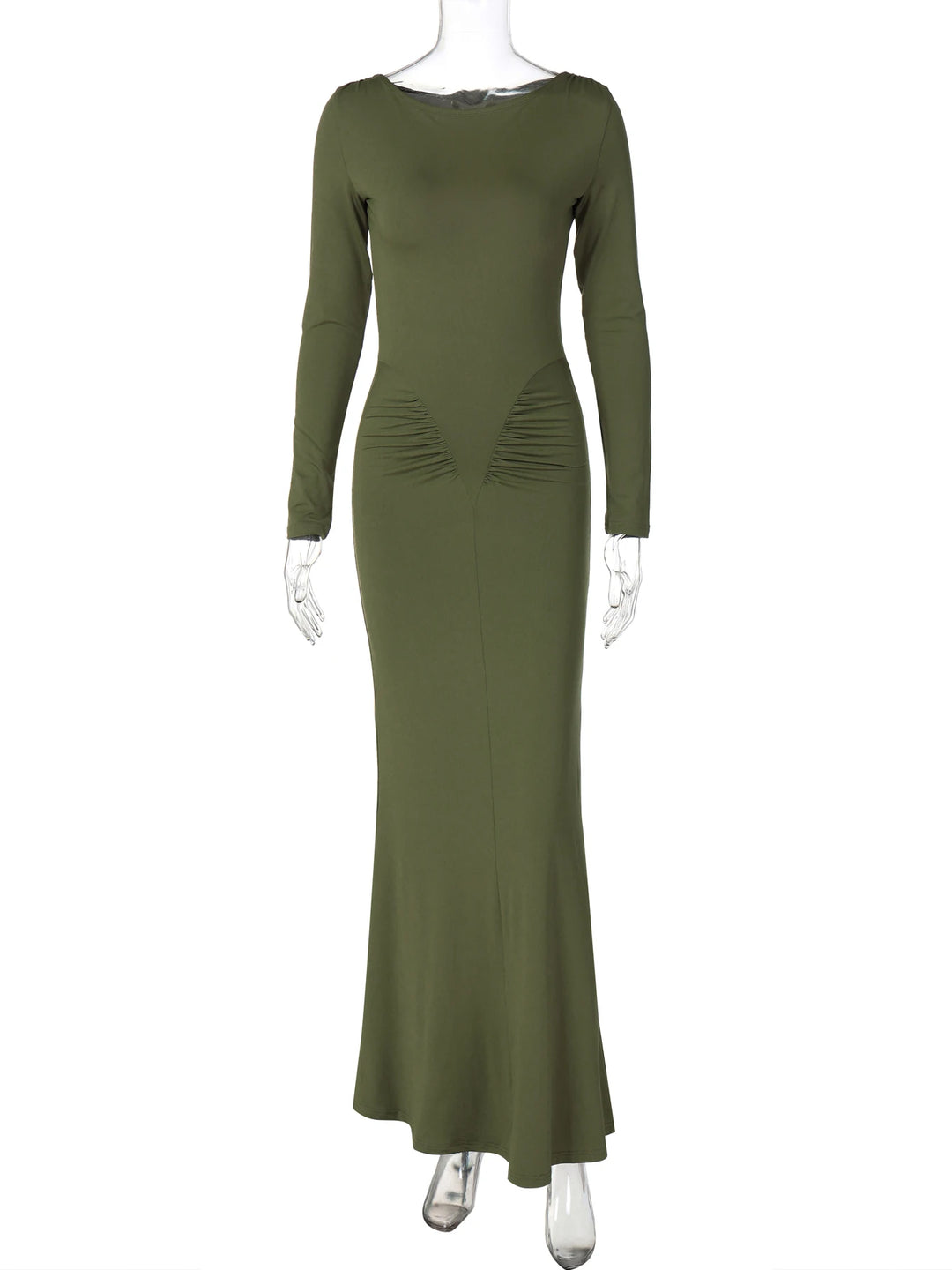 Hugcitar Autumn Solid Y2K Long Sleeve Maxi Dress