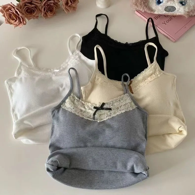 Luxury White Women Knit Lace Camisole Exclusive