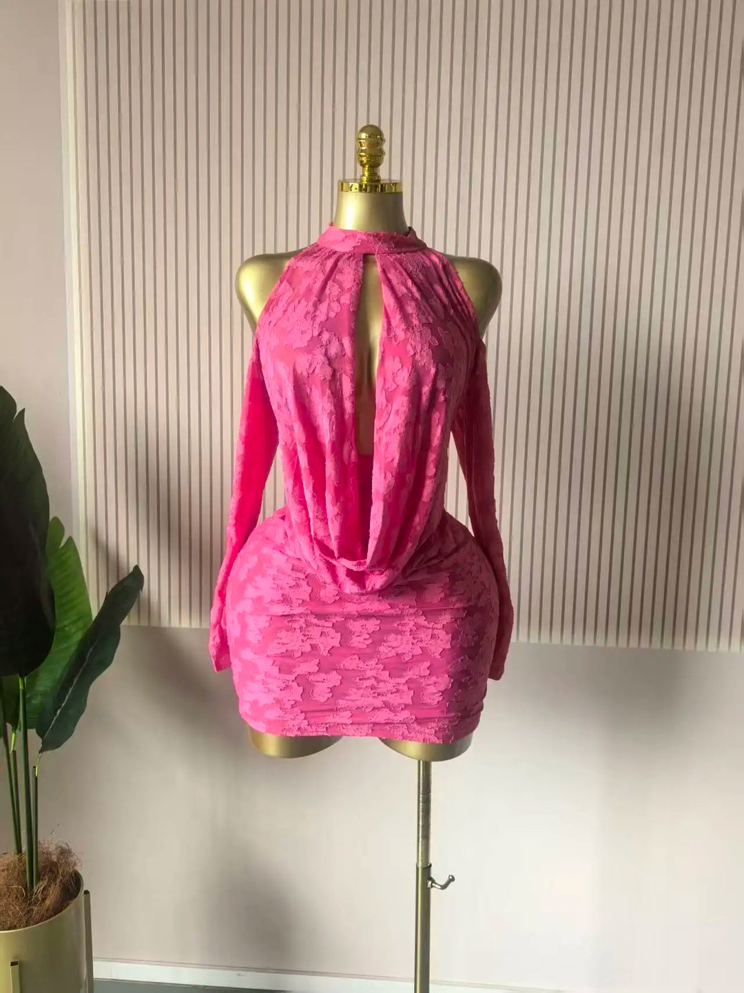 Floral Bodycon Mini Dress Backless Party Clubwear