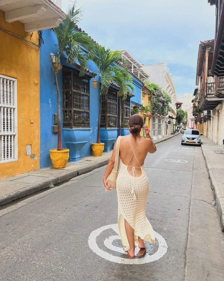 Luxury Edolynsa Knit Resort Maxi Dress With