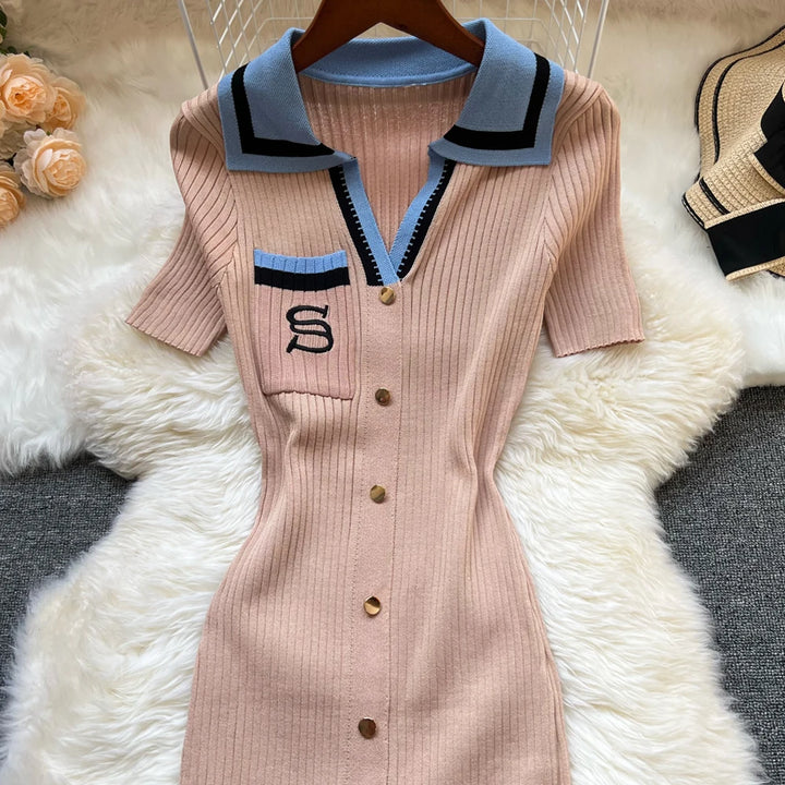 YuooMuoo Y2K Embroidered Knit Summer Dress Women