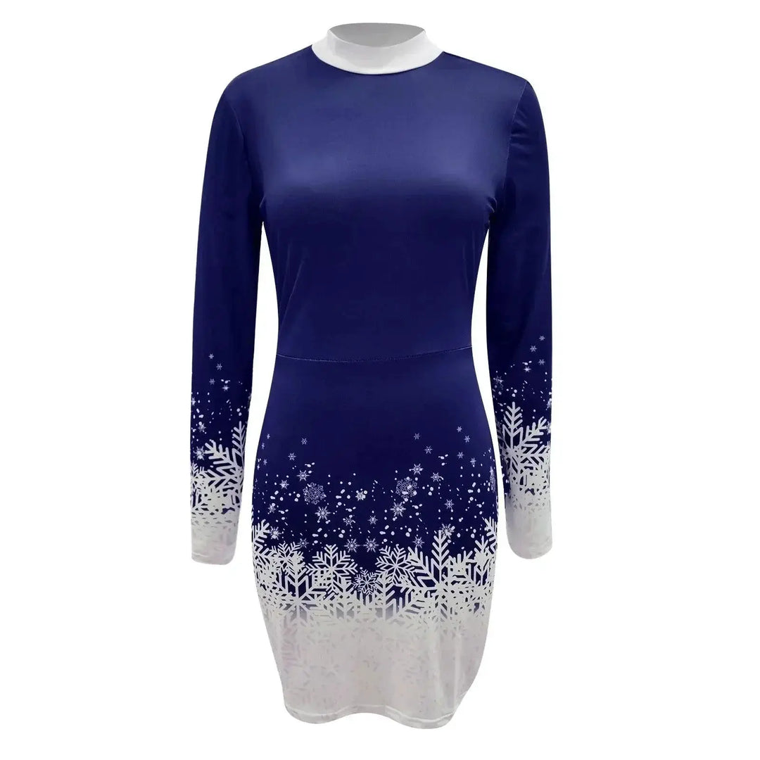 Chic Snowflake Bodycon Dress For Christmas Celebrations