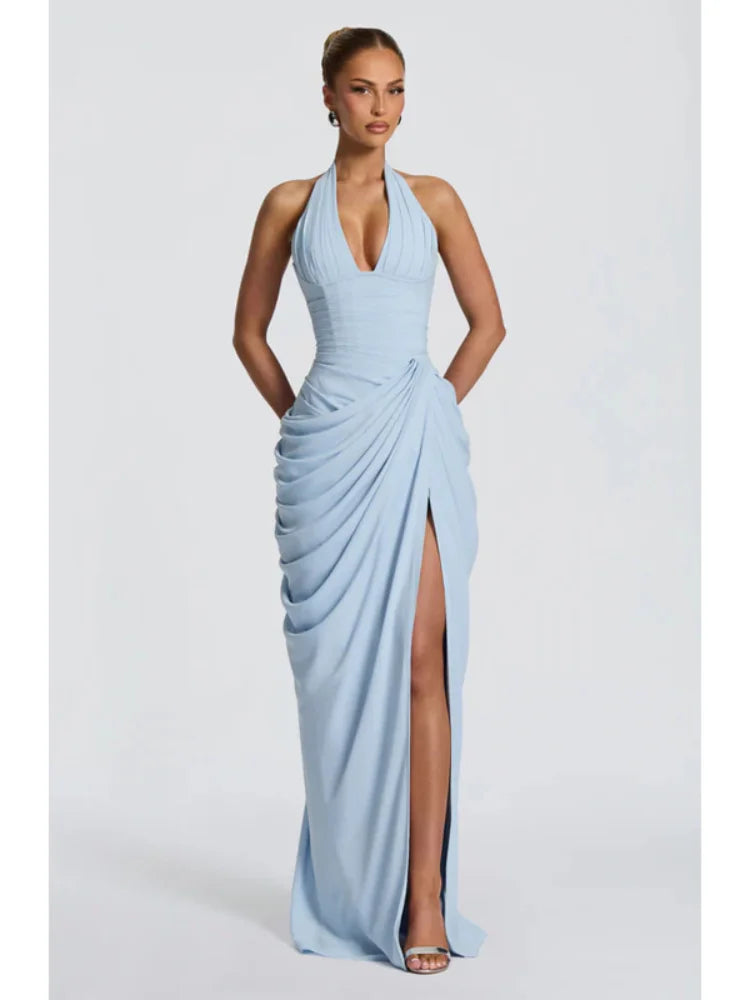 Green Satin Mermaid Dress One Shoulder Cutout