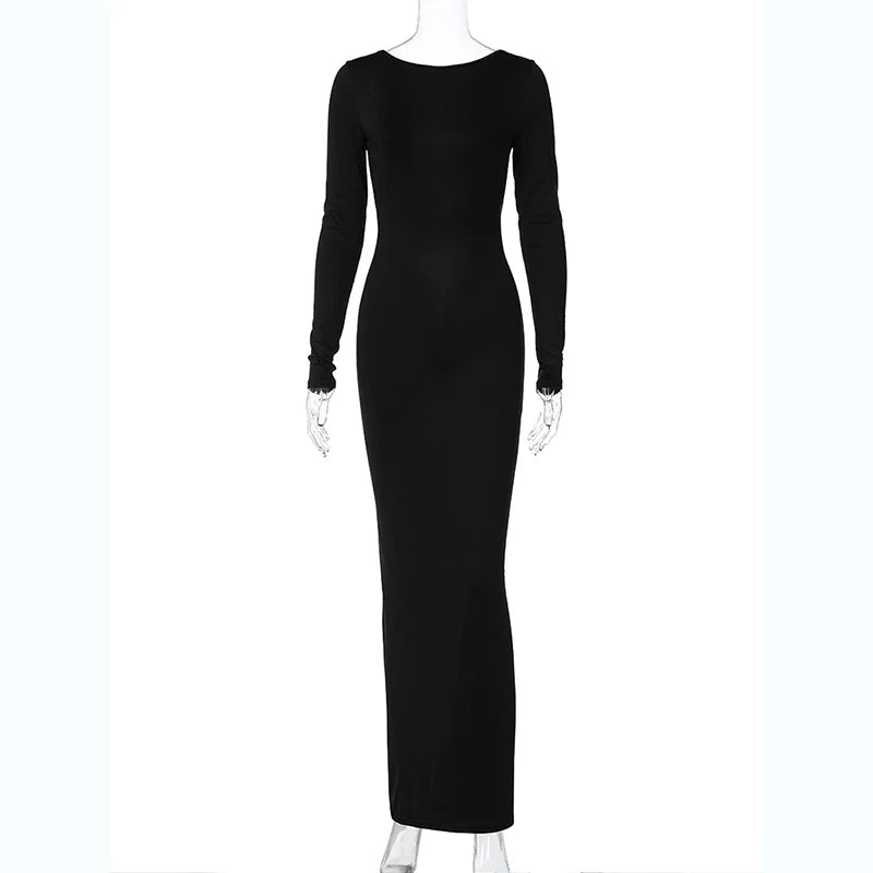 Y2K Signature Backless Knit Maxi Dress