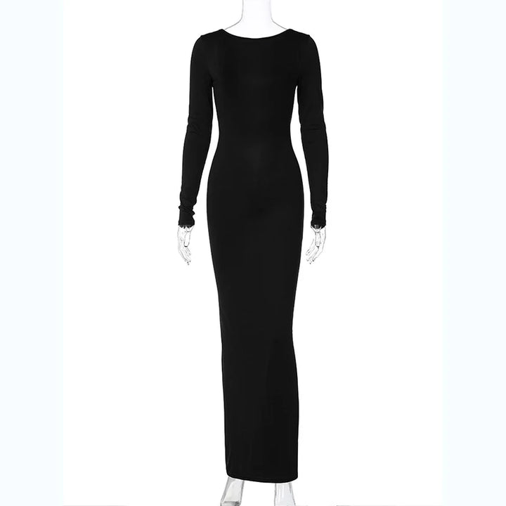 Hugcitar Solid Knit Bodycon Maxi Dress