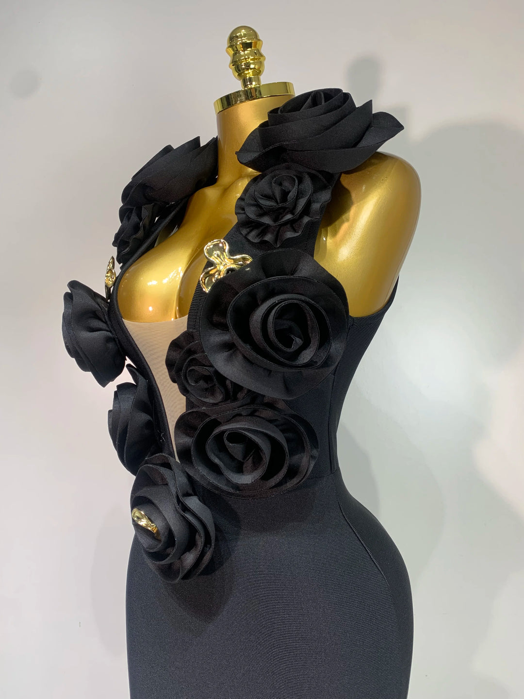 Luxury 3D Floral Bandage Dress For Stunning