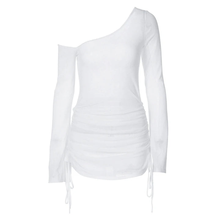 Exclusive Skew Collar Mini Dress With Ruched