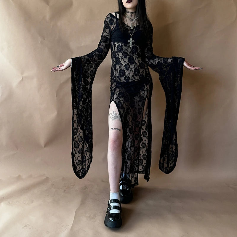 Gothic Sheer Lace Maxi Dress Exclusive Limited