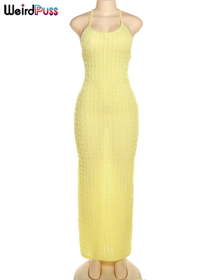 Elegant Backless Halter Dress For Women