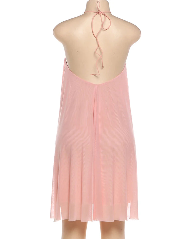 Y2K Mini Dress Tiered Backless Elegant Style