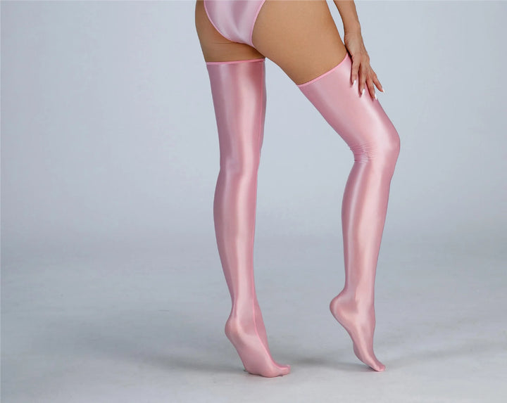Glossy Long Sleeve Swim Bodysuit Zipper Tights