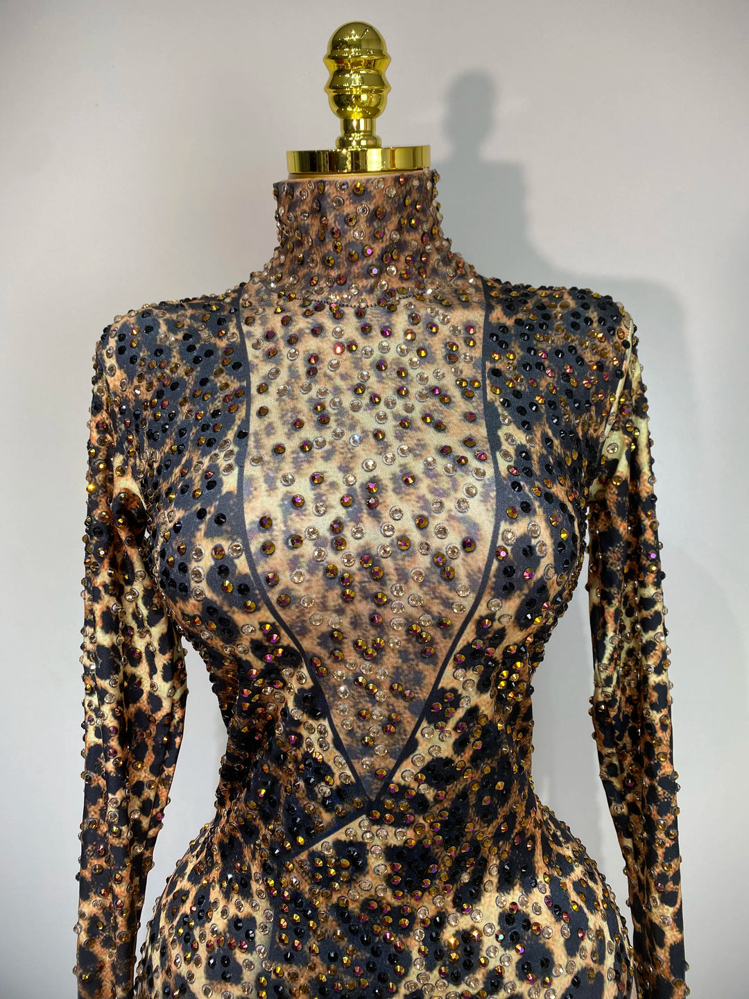Leopard Print Bodycon Jumpsuit for Nightclub Stage