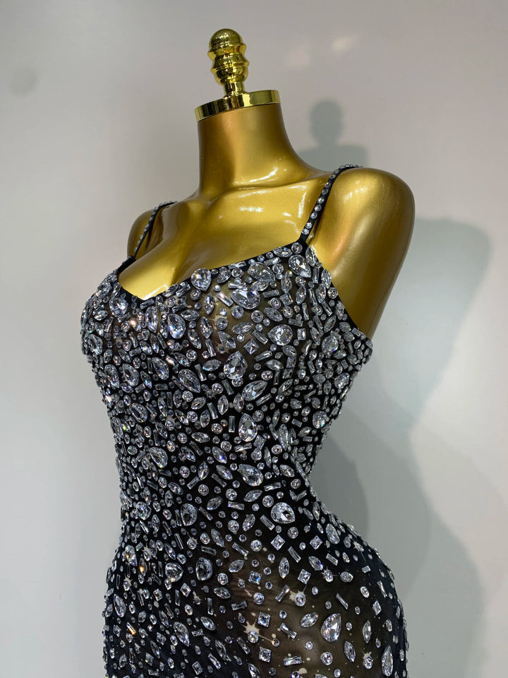 Kormanly Rhinestone Mesh Evening Gown Exclusive