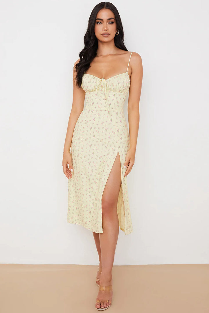 Floral Backless Midi Dress For Elegant Summer Wear