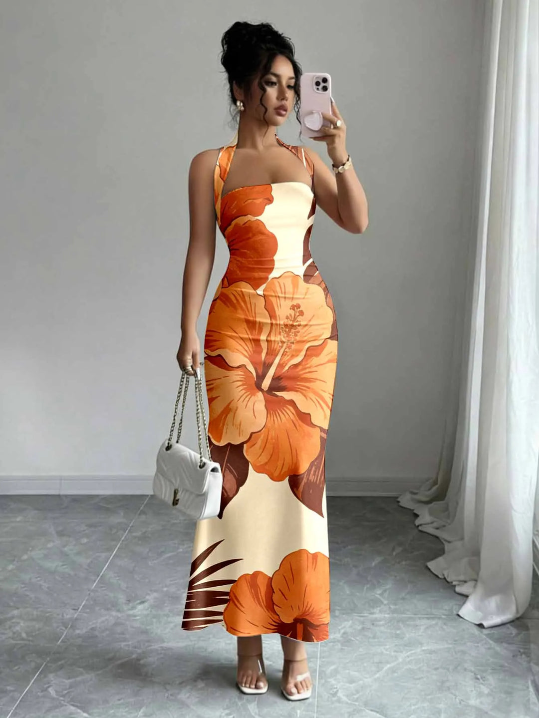 Flowing Long Skirt With Hanging Neck Design