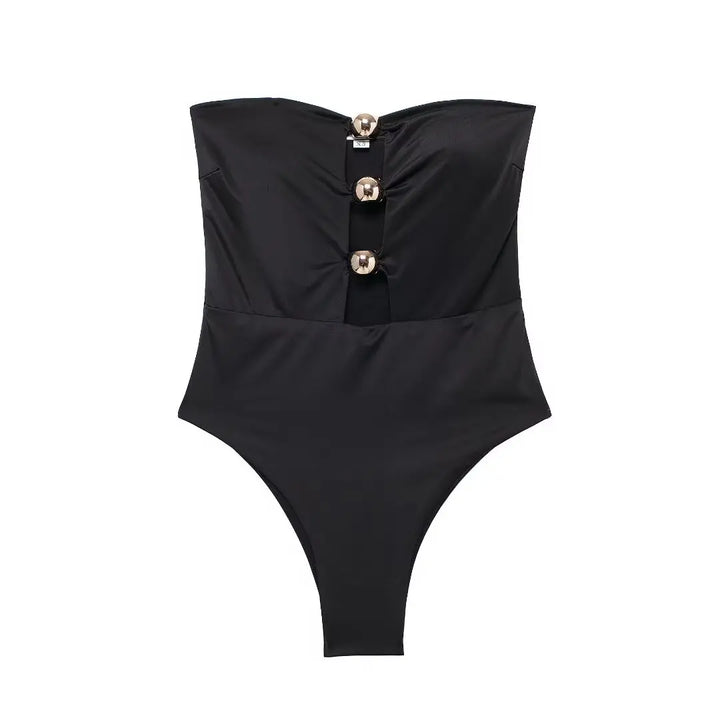 Black Off Shoulder Bodysuit For Women