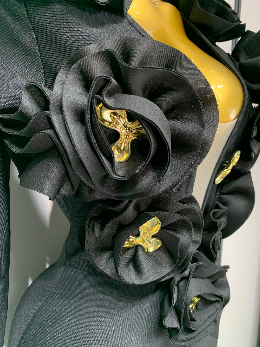 Luxury 3D Floral Bandage Dress For Stunning