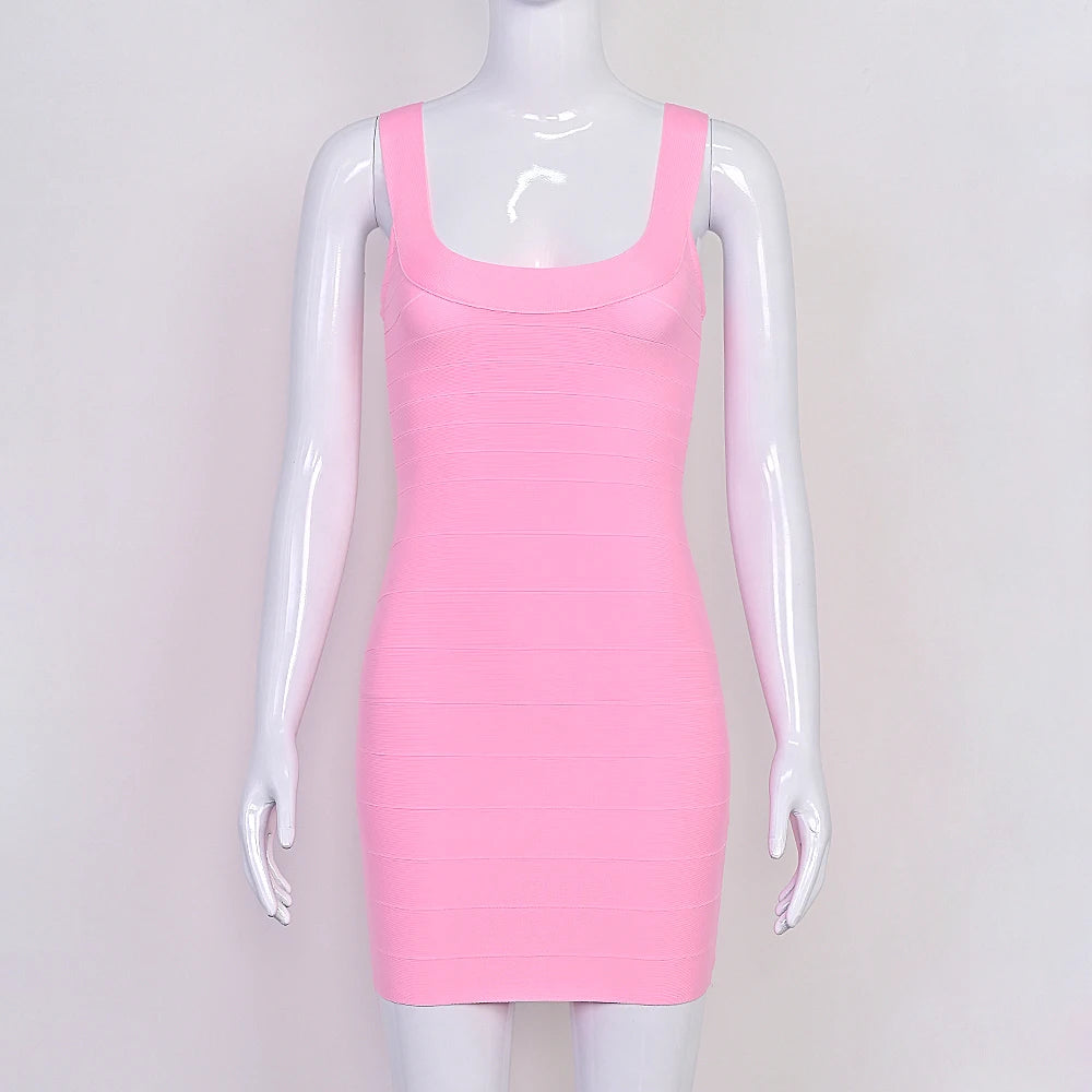 Luxury Pink Ginger Bandage Bodycon Mini Dress