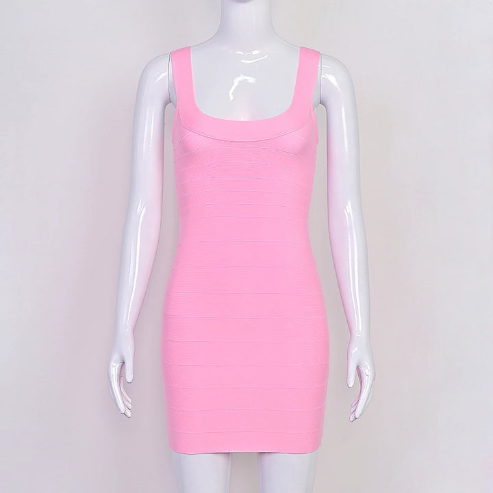 Luxury Pink Ginger Bandage Bodycon Mini Dress