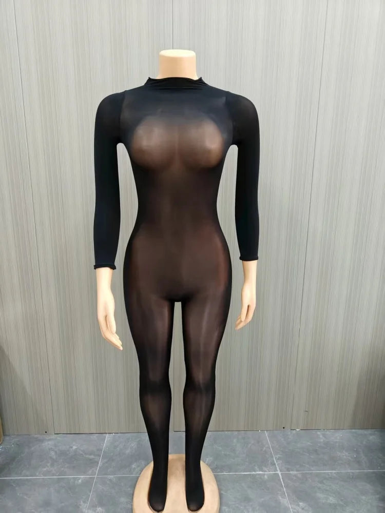 Wmstar See Through Bodycon Jumpsuit Women Clubwear