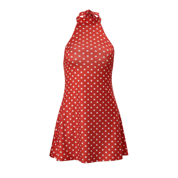 Limited Signature Dot Halter Backless Knit Evening