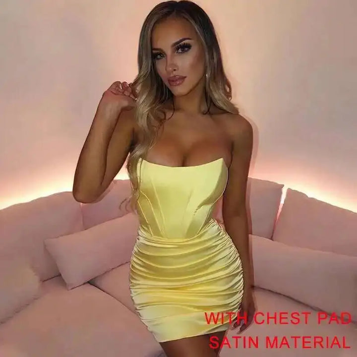 Giyu Strapless Night Club Glitter Bodycon Dress