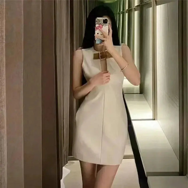 Off White Cut Out Bodycon Mini Dress For Summer Party Chic