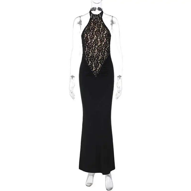 Elegant Black Lace Off Shoulder Evening Gown