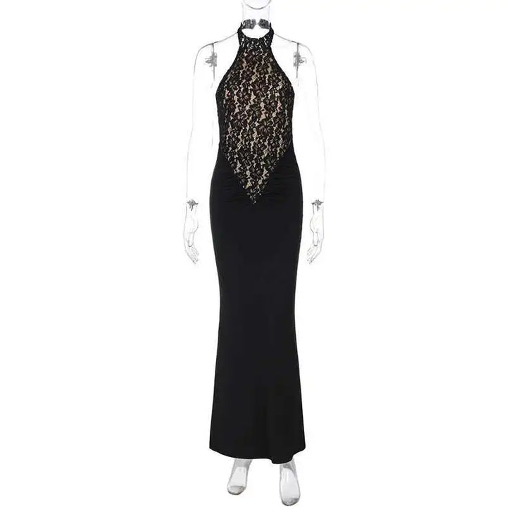 Elegant Black Lace Off Shoulder Evening Gown