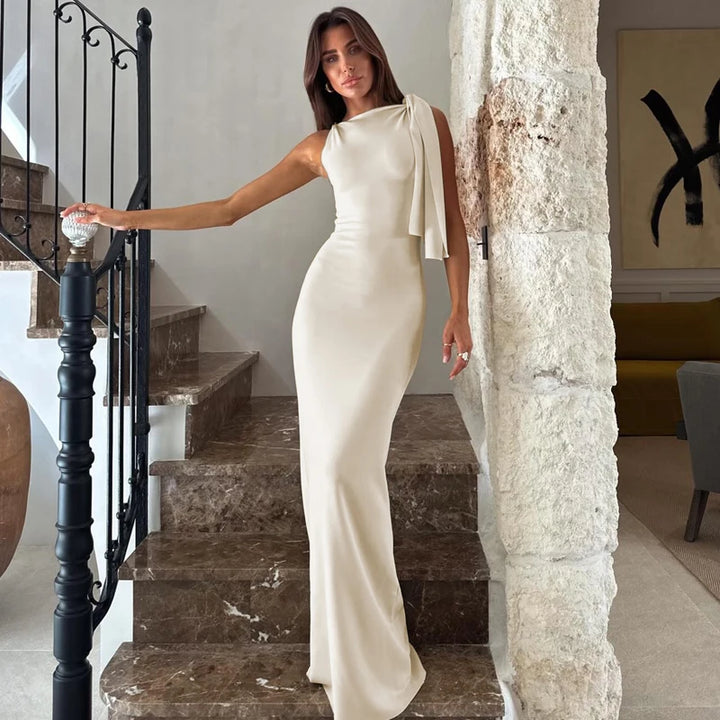 Hugcitar Patchwork Knit Maxi Dress Y2k Slim Fit