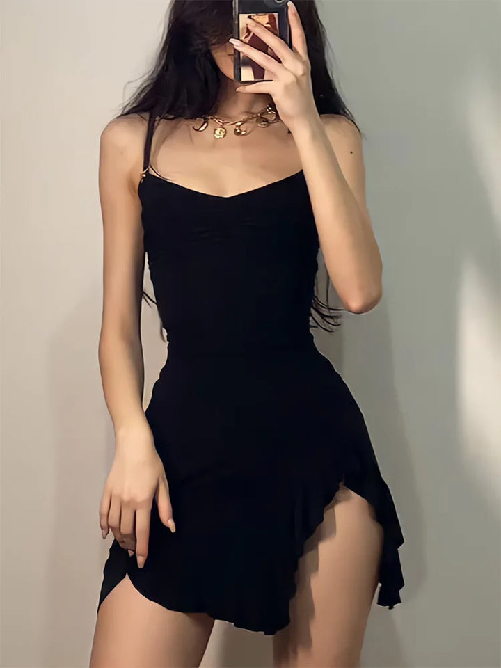 Summer Sexy Backless Black Bodycon Mini Dress