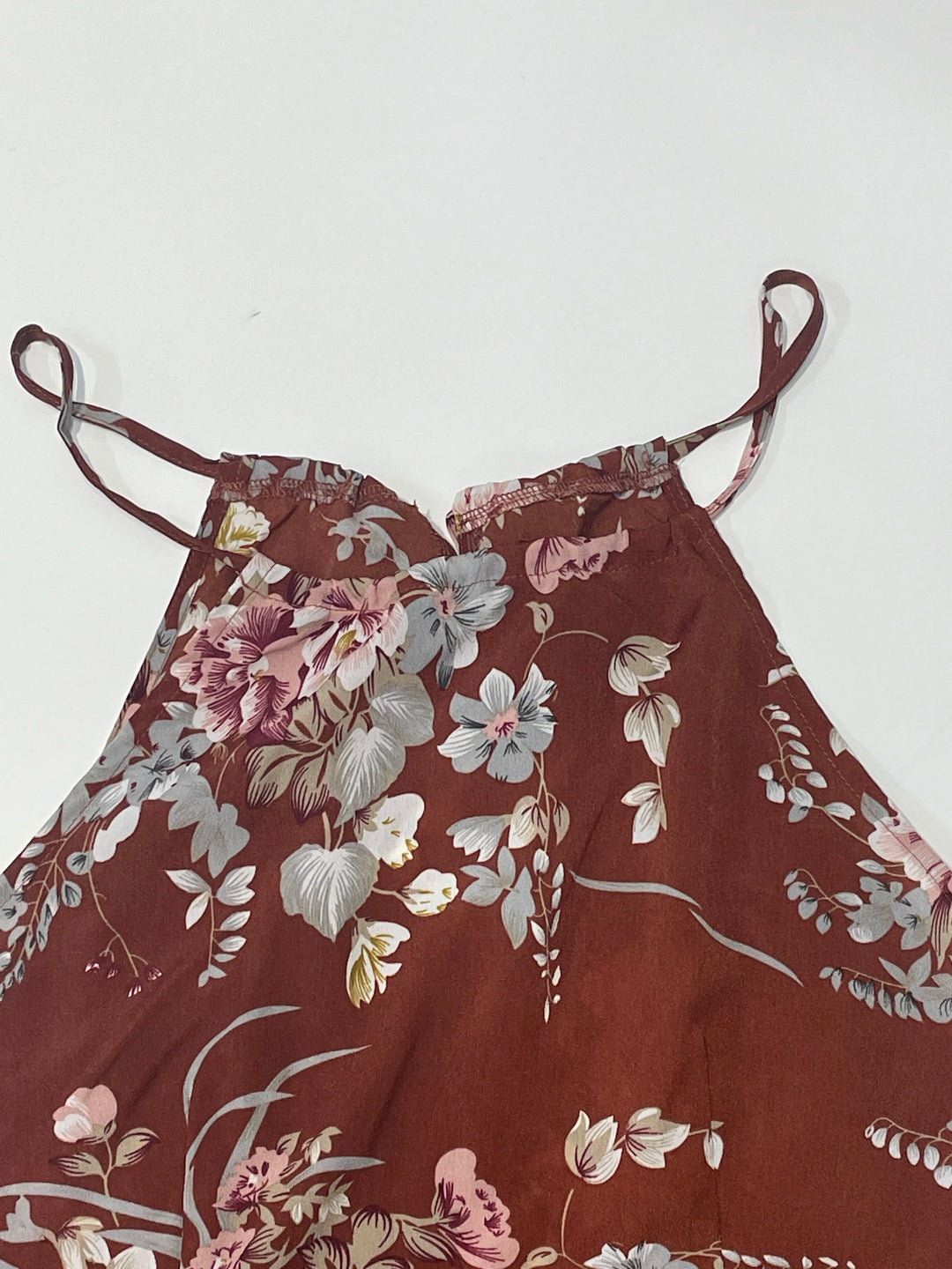 Elegant Tailored Floral Halter Dress For Summer