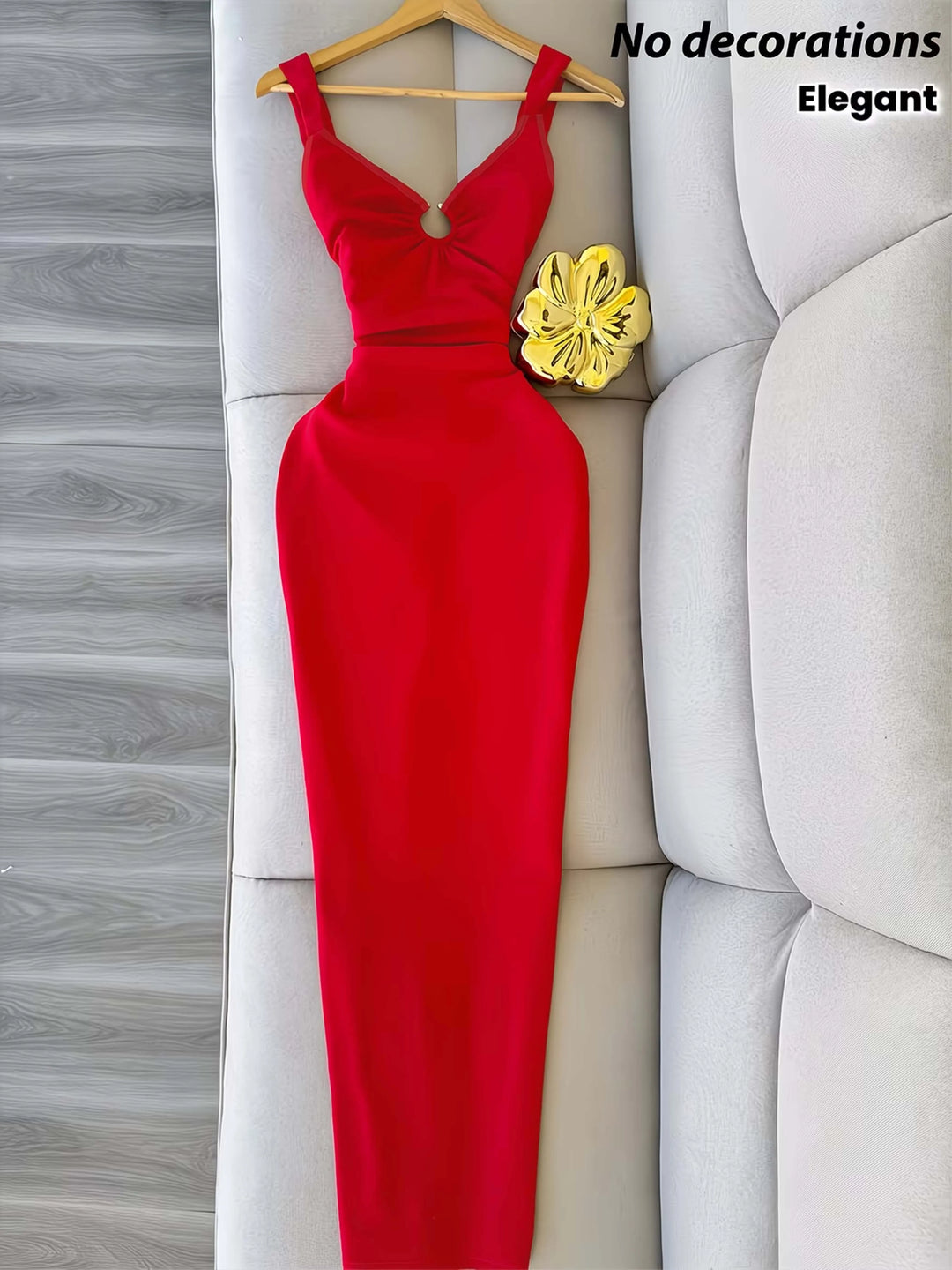 Elegant Metallic Ring Maxi Dress For Women