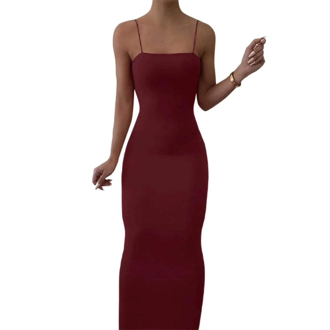 Summer Chic Solid Color Bodycon Dress Elegant Style Fit