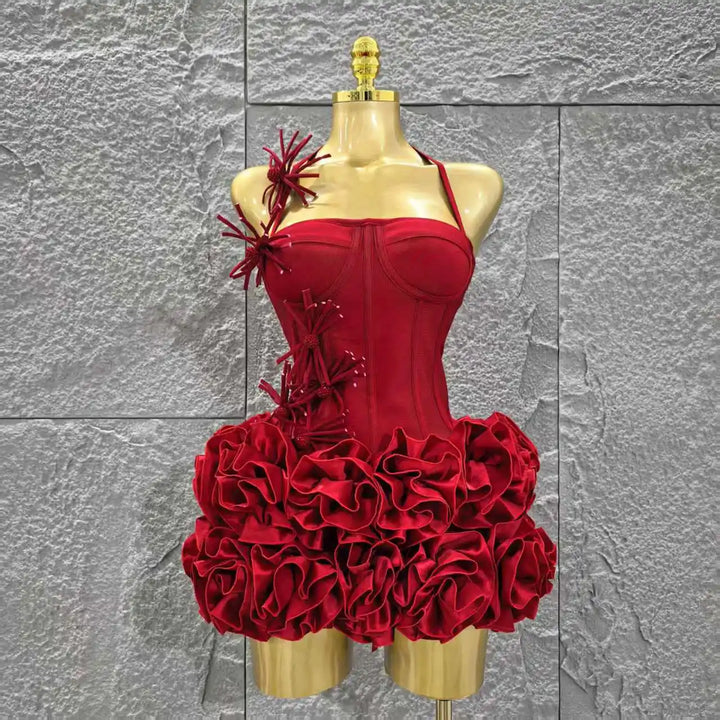 Women Strapless Christmas Two Piece Bodycon Dress