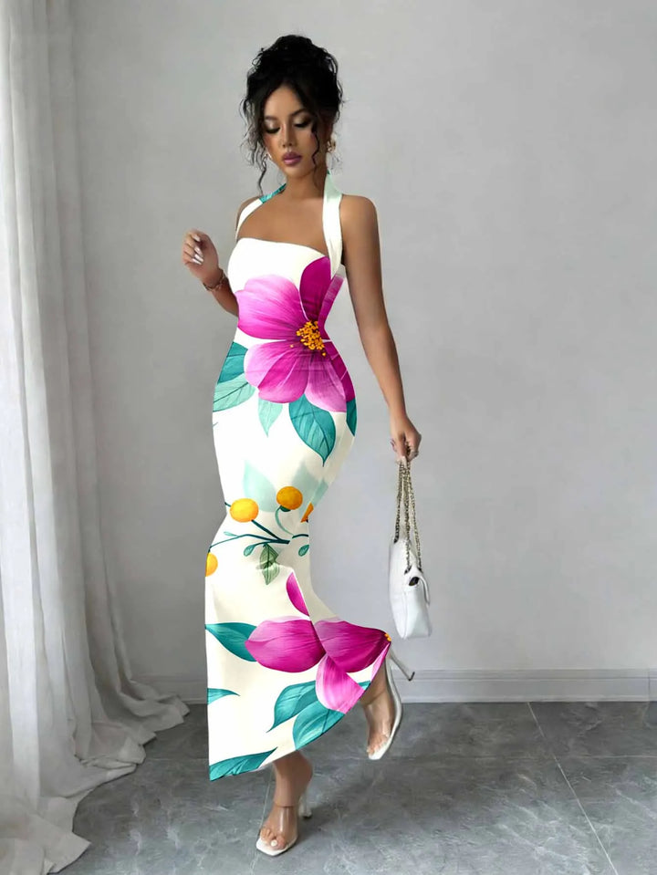 Flowing Long Skirt With Hanging Neck Design
