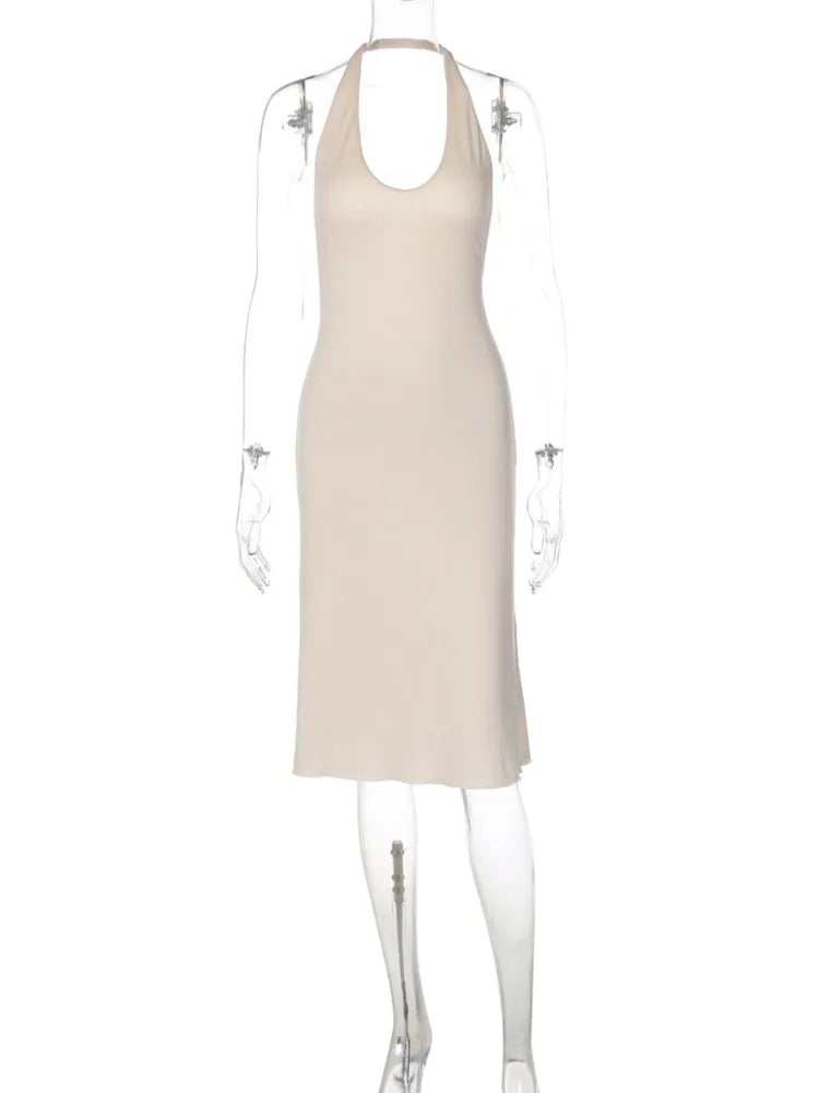 Elegant Women Deep V Neck Sleeveless Backless Party Dress